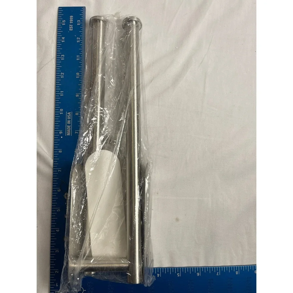Stainless Steel Dual Paper Towel Holder Brushed Silver‎ Adhesive Wall Mount 13in